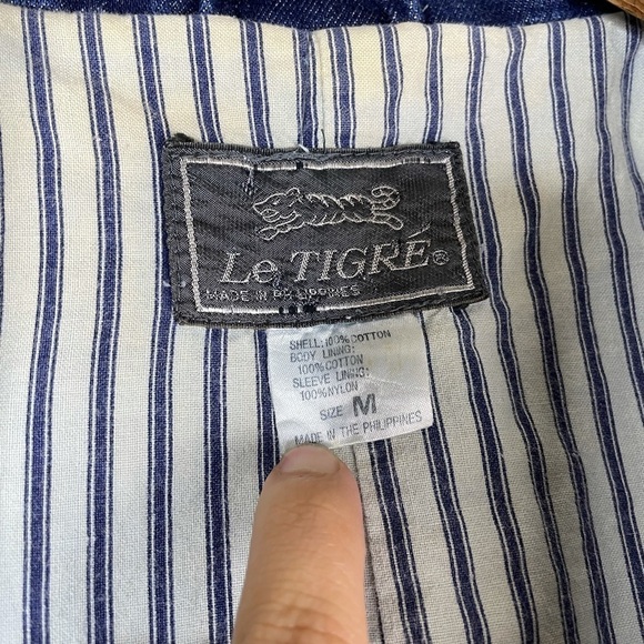Vintage Le Tigre Distressed Denim Jean Utility Preppy Blazer - Picture 8 of 8